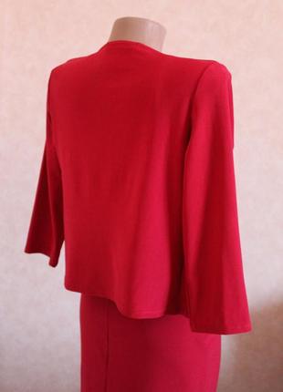Шикарний костюм двійка сукня + кофта червоного кольору8 фото
