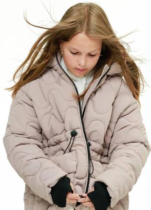 Зимняя куртка для девочки подростка бежевая10 фото