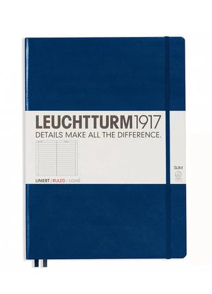 Блокнот leuchtturm1917 master slim a4+, темно-синій, лінія (342926)