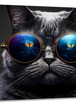 Картина холст в гостиную / спальню   чорний кіт в окулярах      mlp_243