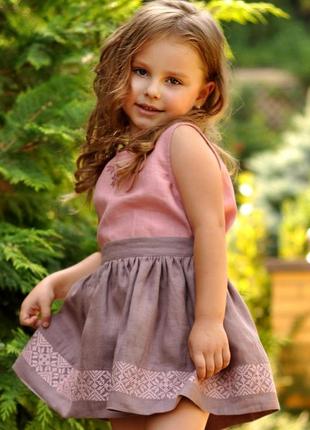 Детский топик и юбка с вышивкой для девочки2 фото