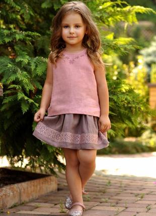 Детский топик и юбка с вышивкой для девочки