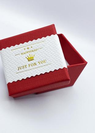 Коробочка для украшений под кольцо,кулон или серьги квадратная красная "just for you"