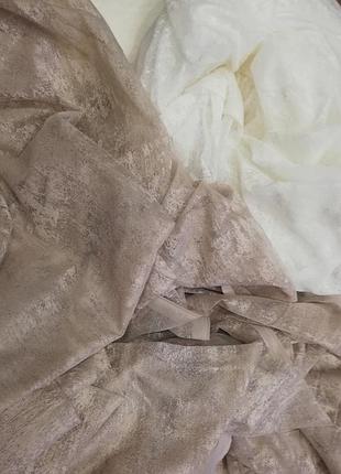 Тюль бежевий мармур жакардовий