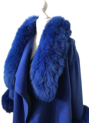 Елегантне пальто без підкладки з оздобленням із натурального хутра 46 ro-270033 фото