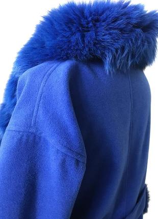 Елегантне пальто без підкладки з оздобленням із натурального хутра 46 ro-270034 фото