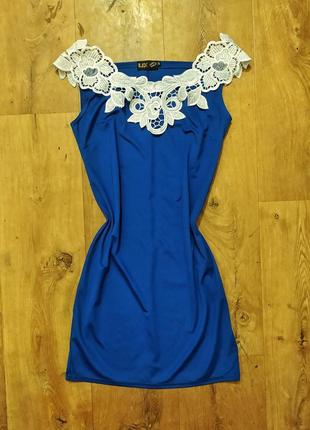 Красивое синее платье кружево платье по фигуре платье на вечер3 фото