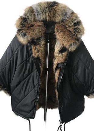 Двостороння куртка натуральне хутро лисиці rizhikova р.46 чорний ro-27002