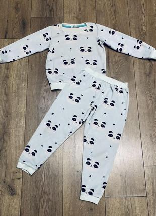 Мега стильная велюровая пижама принт панда 🐼 (унисекс) marks&spencer (англия)1 фото