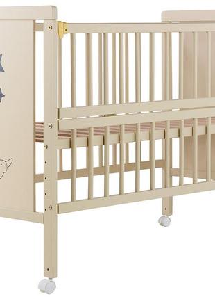 Ліжко babyroom ведмежатко m-01 відкидний бік, колеса бук слонова кістка