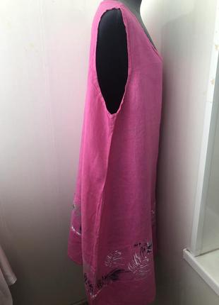 Большой размер!бохо комплект оверсайз платье туника балахон, натуральный лен,2 фото