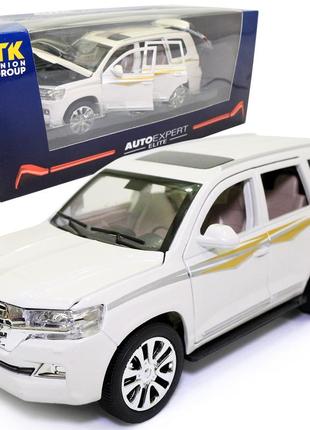 Машинка металева toyota land cruiser "autoexpert" тойота джип білий звук світло 19*7*7 см (el-6491)