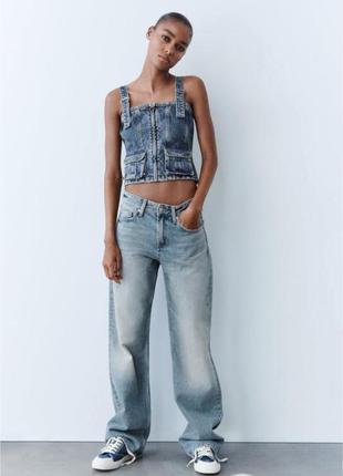 Широкі джинси zara trf wide leg full length 6045/129 36р