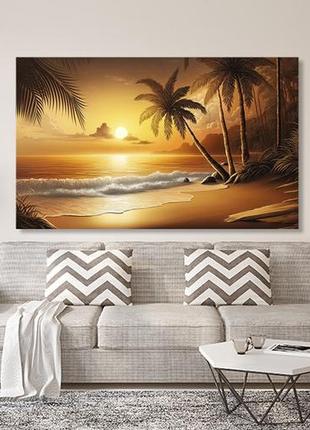 Модульна картина у вітальню / спальню     захід сонця на пляжі    mlp_240 ( 60х30см )2 фото