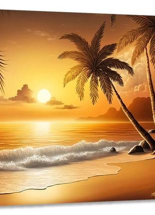 Модульна картина у вітальню / спальню     захід сонця на пляжі    mlp_240 ( 60х30см )