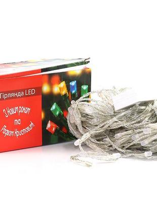 Гірлянда водоспад прозорий провід біла матова лампа кругла 3,0мх1,5м 320led (синій)   || cвятковий декор