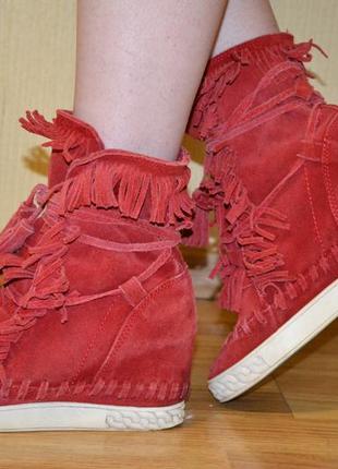 Красные замшевые кроссовки на танкетке кеды сникерсы casadei3 фото