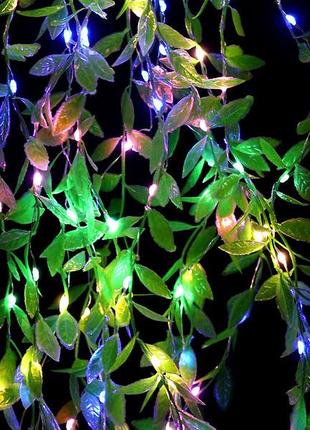 Гирлянда медная проволока штора 2,0мх1,5м листья 240led (микс)   || праздничный декор3 фото