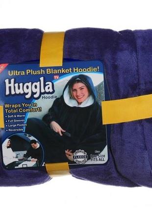 Толстовка плед з капюшоном і рукавами huggle hoodie оверсайз. колір: синій, бордовий3 фото