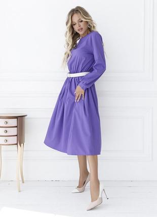 Сиреневое приталенное платье с длинными рукавами размер s1 фото