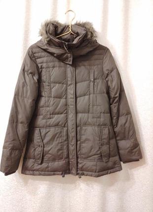 Зимова натуральна тепла куртка пуховик із капюшоном пух перо9 фото