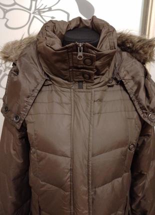 Зимова натуральна тепла куртка пуховик із капюшоном пух перо5 фото