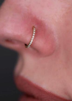 Пирсинг хеликс кольцо конч  сережка в хрящ уха нос титан титановый под золото6 фото