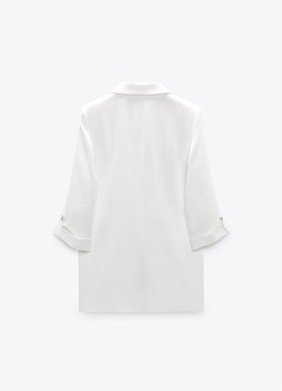 Блейзер пиджак zara белый женский с подвернутыми рукавами жакет5 фото
