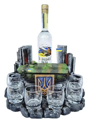 Штоф український тягач мт-лб" декоративна підставка для алкоголю, тематичний міні бар