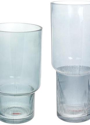 Ваза декоративна ancient glass "фуджі" 32х13 см, скло, світло-блакитний2 фото