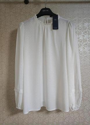 Стильная белая avory блузка блуза широкий рукав баффы вискоза бренд marks &amp; spencer, р.14
