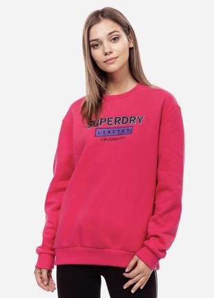 Жіночий світшот superdry рожевий светр джемпер з лого