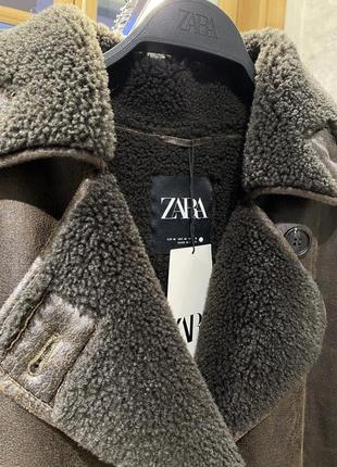 Zara -50% 💛 еко дублянка коричневий мєх xs, s, m, l4 фото