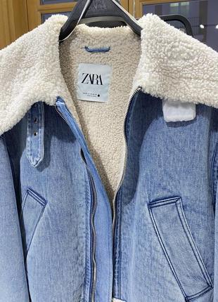 Zara 🔥 еко шубка джинсова xs, s, m, l5 фото