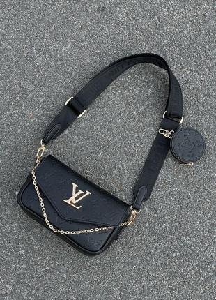 Прочная женская сумка кросс боди louis vuitton  в черном цвете крутая модель луи виттон люкс
