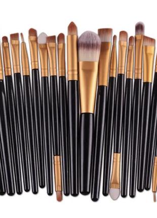 Набір 20 пензлів для макіяжу, кісточки для макіяжу, чорні кисті