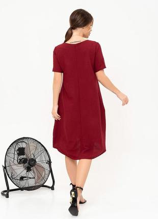 Бордовое асимметричное платье-баллон размер s2 фото