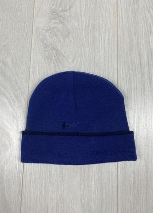 Шапка nike swoosh vintage свиш лого бини beanie sb винтаж найк двухсторонняя синяя базовая зимняя skate polar