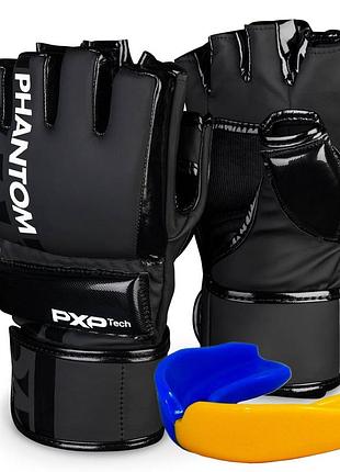 Рукавиці для мма phantom apex hybrid black s/m (капа в подарунок)