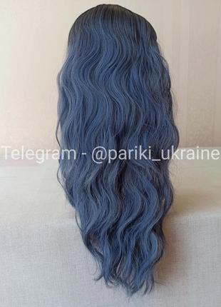Цветной парик, голубой, с челкой, термостойкий, парик2 фото