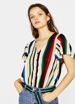 Боди-блуза в разноцветную полоску1 фото