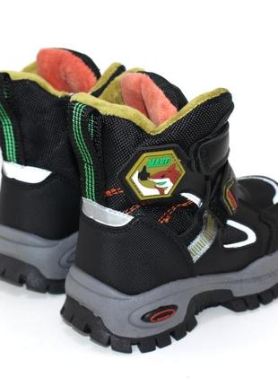 Дитячі зимові чорні високі термо черевики для хлопчика,на липучках,з хутром,дитяче взуття на зиму2 фото