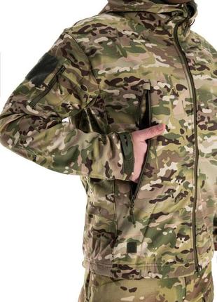 Демісезонна тактична куртка мультикам софтшел, військова водовідвідна осінка куртка камуфляж на флісі всу4 фото