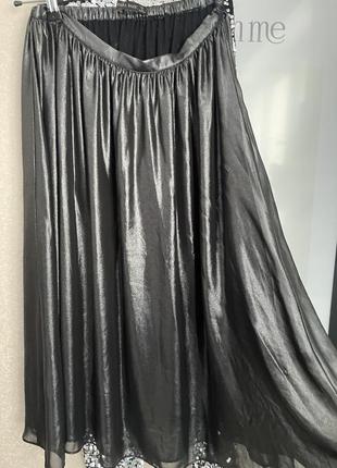 Красивая юбка блестящая серебряная серая зара zara4 фото