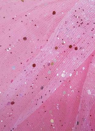 Спідниця фатинова юбка фатин дитяча на резинці рожева з блискітками4 фото