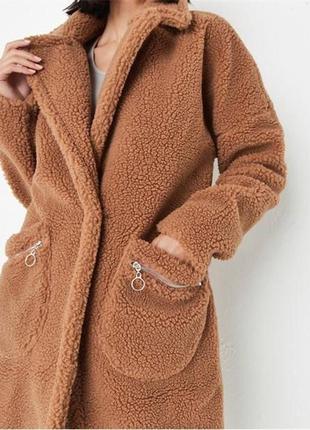 Зимнее флисовое пальто teddy оверсайз от бренда из крупнобритании missguided5 фото