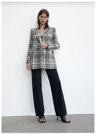 Трендовий твідовий жакет,блейзер в клітинку zara