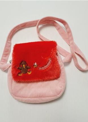 Пушистая розовл красная маленькая сумочка через плечо для девочки
