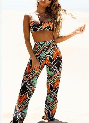 Штани*трусики кльоші з чорним племінним принтом