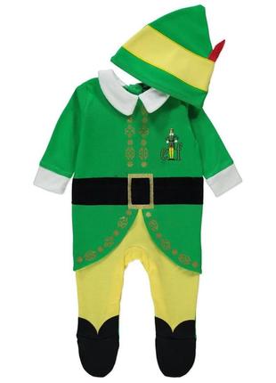 Новорічний чоловічок і шапочка george elf 12-18-24 міс. ельф єльф сліп помічник санти карнавальний костюм костюмчик різдвяний гном класний
